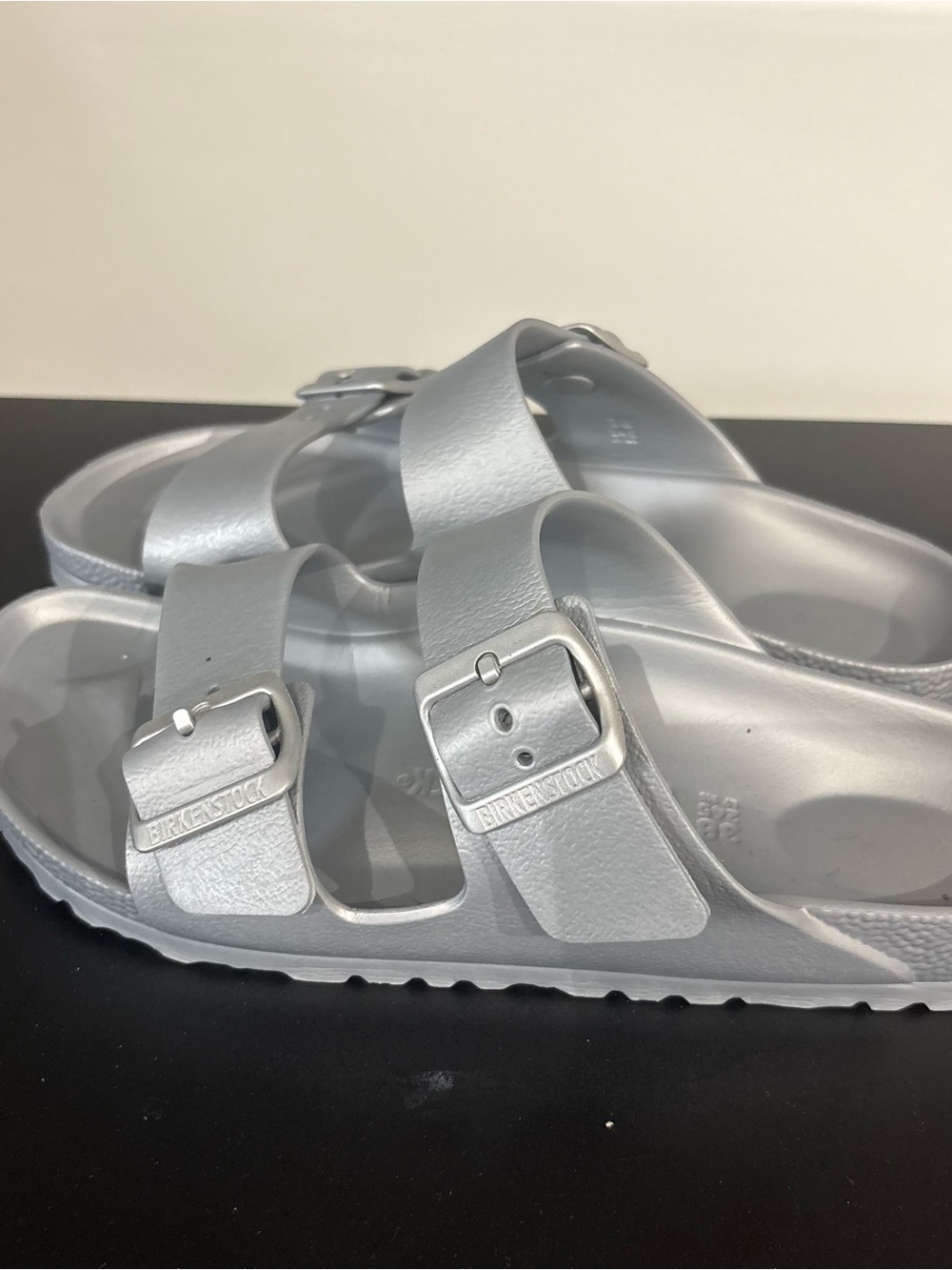 Birkenstock Arizona Silver Metallic EVA Sandals Size 38
